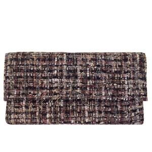 7235 Weaved Fabric Flat Clutch, Brown